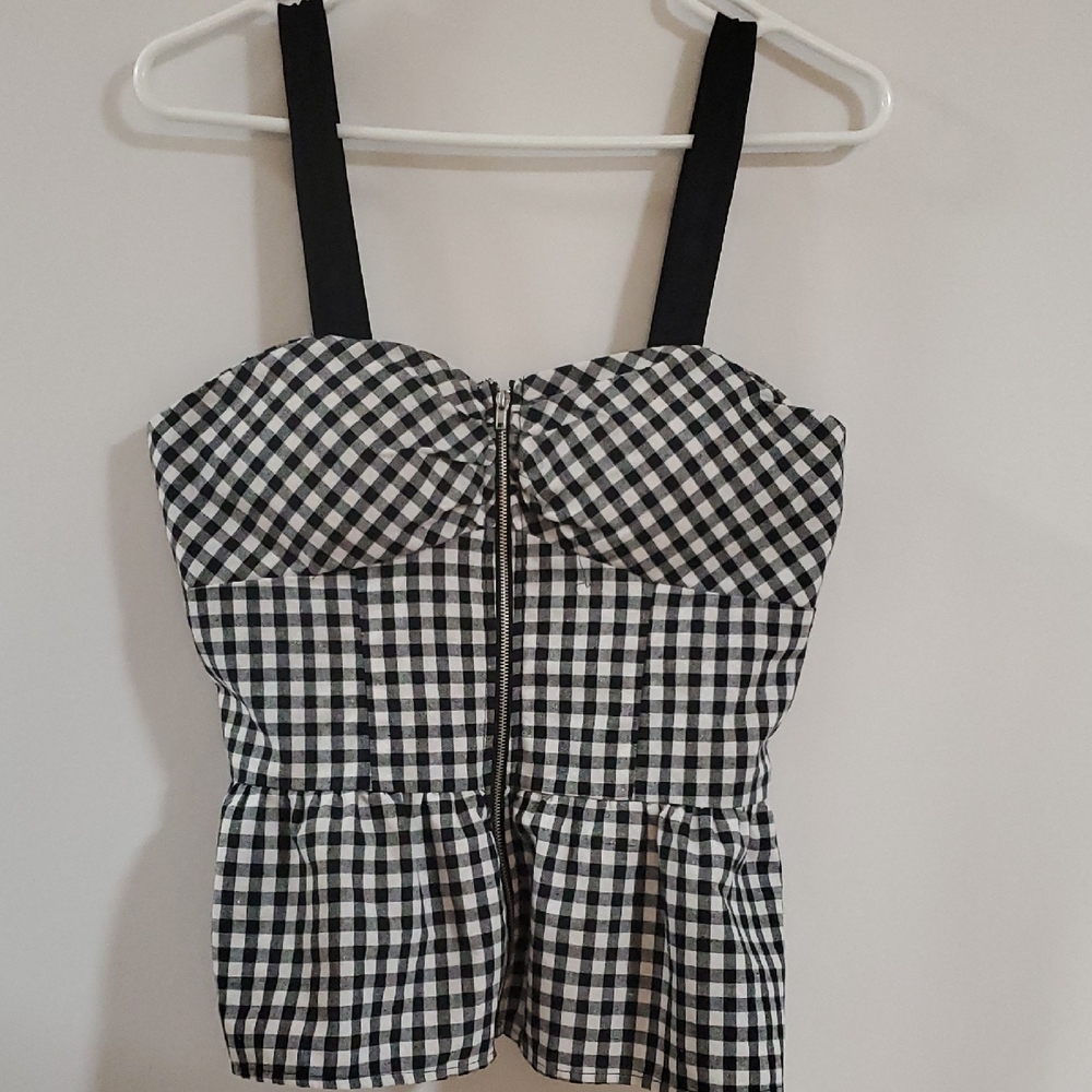 Sugar Black and White Gingham Bustier Camisole